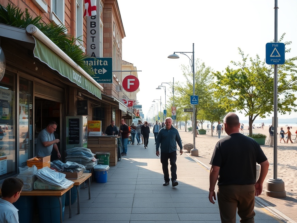 Pracownik sprzątający plażę w Helu - oferta pracy sezonowej nad Morzem Bałtyckim