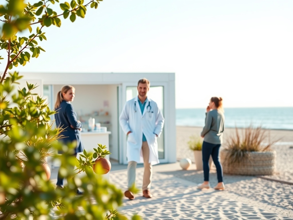 Mapa Helu z ikonami placówek medycznych, symbolizująca kolejki do specjalistów NFZ w mieście